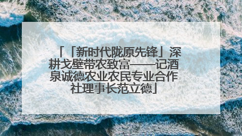 「新时代陇原先锋」深耕戈壁带农致富——记酒泉诚德农业农民专业合作社理事长范立德