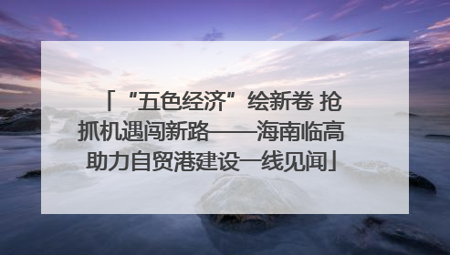 “五色经济”绘新卷 抢抓机遇闯新路——海南临高助力自贸港建设一线见闻