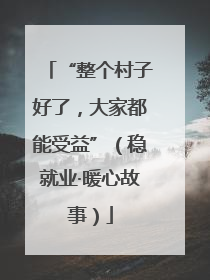 “整个村子好了，大家都能受益”（稳就业·暖心故事）