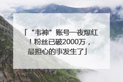 “韦神”账号一夜爆红！粉丝已破2000万，最担心的事发生了