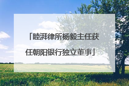睦湃律所杨毅主任获任朝阳银行独立董事