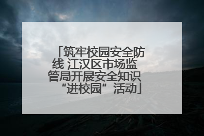 筑牢校园安全防线 江汉区市场监管局开展安全知识“进校园”活动