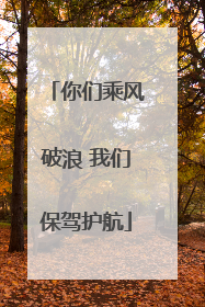 你们乘风破浪 我们保驾护航