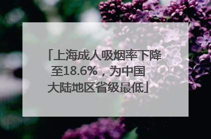 上海成人吸烟率下降至18.6%，为中国大陆地区省级最低