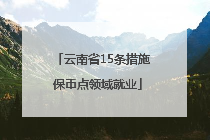 云南省15条措施保重点领域就业