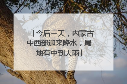 今后三天，内蒙古中西部迎来降水，局地有中到大雨