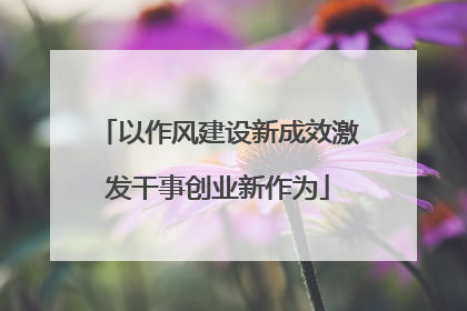 以作风建设新成效激发干事创业新作为