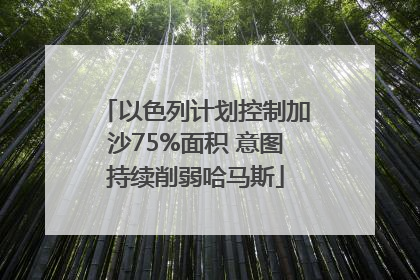 以色列计划控制加沙75%面积 意图持续削弱哈马斯