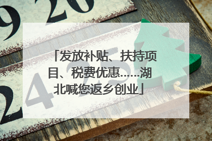 发放补贴、扶持项目、税费优惠……湖北喊您返乡创业