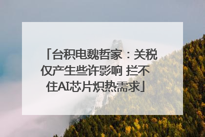 台积电魏哲家：关税仅产生些许影响 拦不住AI芯片炽热需求