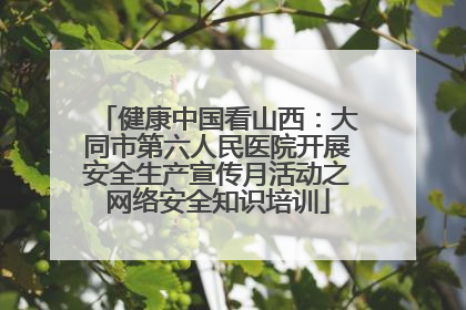 健康中国看山西：大同市第六人民医院开展安全生产宣传月活动之网络安全知识培训