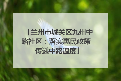 兰州市城关区九州中路社区：落实惠民政策 传递中路温度