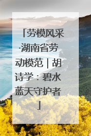 劳模风采·湖南省劳动模范｜胡诗学：碧水蓝天守护者