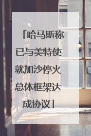 哈马斯称已与美特使就加沙停火总体框架达成协议