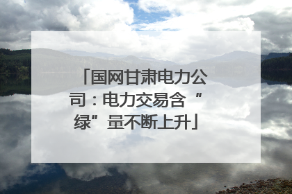 国网甘肃电力公司：电力交易含“绿”量不断上升