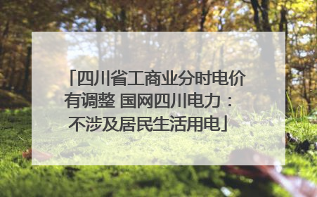四川省工商业分时电价有调整 国网四川电力：不涉及居民生活用电