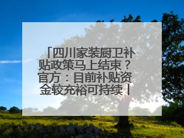 四川家装厨卫补贴政策马上结束？官方：目前补贴资金较充裕可持续丨民情瞭望