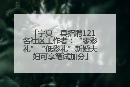 宁夏一县招聘121名社区工作者：“零彩礼”“低彩礼”新婚夫妇可享笔试加分