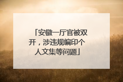安徽一厅官被双开，涉违规编印个人文集等问题