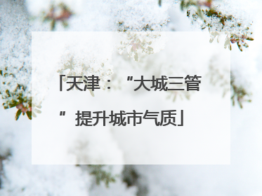 天津：“大城三管”提升城市气质