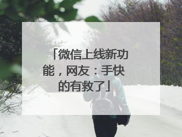 微信上线新功能，网友：手快的有救了