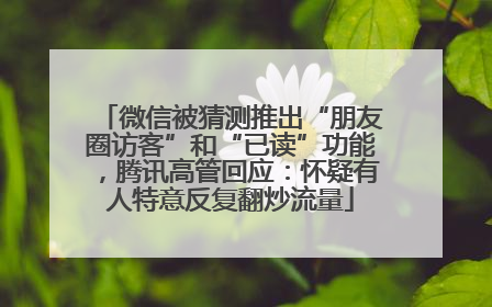 微信被猜测推出“朋友圈访客”和“已读”功能，腾讯高管回应：怀疑有人特意反复翻炒流量