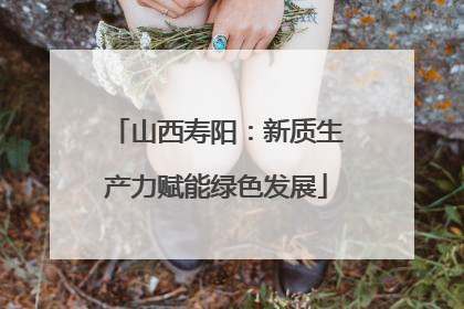 山西寿阳：新质生产力赋能绿色发展