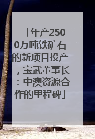 年产2500万吨铁矿石的新项目投产，宝武董事长：中澳资源合作的里程碑