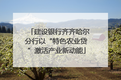 建设银行齐齐哈尔分行以“特色农业贷”激活产业新动能