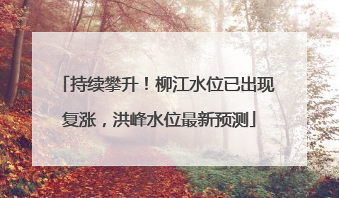 持续攀升！柳江水位已出现复涨，洪峰水位最新预测