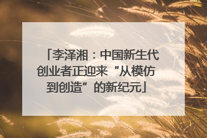 李泽湘：中国新生代创业者正迎来“从模仿到创造”的新纪元