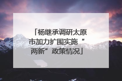 杨继承调研太原市加力扩围实施“两新”政策情况