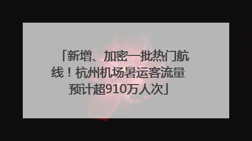 新增、加密一批热门航线！杭州机场暑运客流量预计超910万人次
