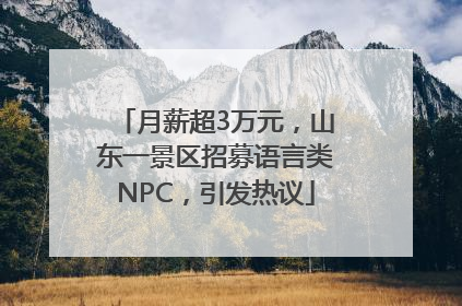 月薪超3万元，山东一景区招募语言类NPC，引发热议