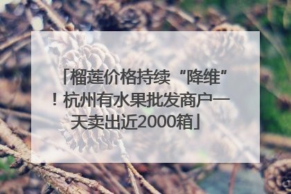 榴莲价格持续“降维”！杭州有水果批发商户一天卖出近2000箱