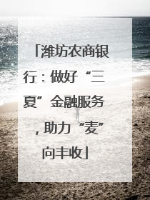 潍坊农商银行：做好“三夏”金融服务，助力“麦”向丰收