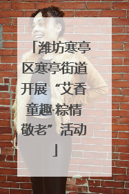 潍坊寒亭区寒亭街道开展“艾香童趣·粽情敬老”活动