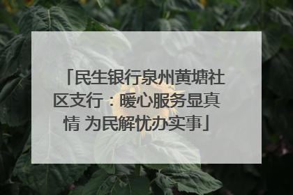 民生银行泉州黄塘社区支行：暖心服务显真情 为民解忧办实事