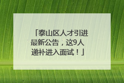 泰山区人才引进最新公告，这9人递补进入面试！