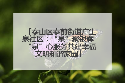 泰山区泰前街道广生泉社区：“泉”聚银辉“泉”心服务共建幸福文明和谐家园