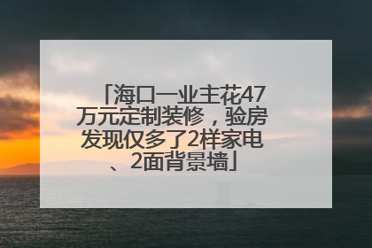 海口一业主花47万元定制装修，验房发现仅多了2样家电、2面背景墙