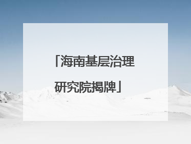 海南基层治理研究院揭牌