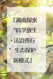 湖南探索“科学放生+法治善行”生态保护新模式