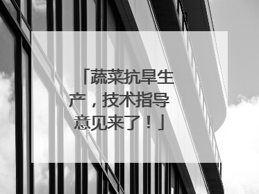 蔬菜抗旱生产，技术指导意见来了！
