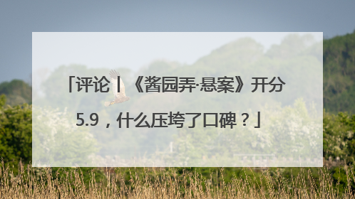 评论丨《酱园弄·悬案》开分5.9，什么压垮了口碑？