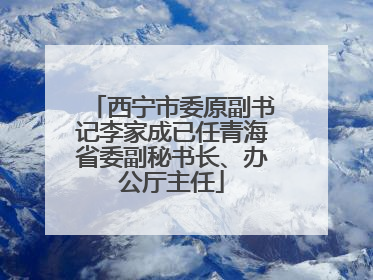 西宁市委原副书记李家成已任青海省委副秘书长、办公厅主任