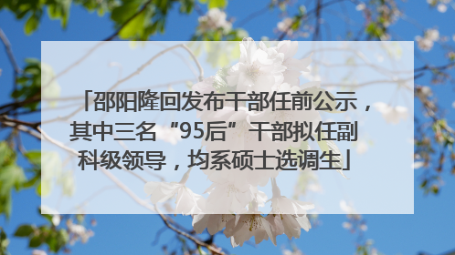 邵阳隆回发布干部任前公示，其中三名“95后”干部拟任副科级领导，均系硕士选调生