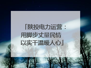 陕投电力运营：用脚步丈量民情 以实干温暖人心