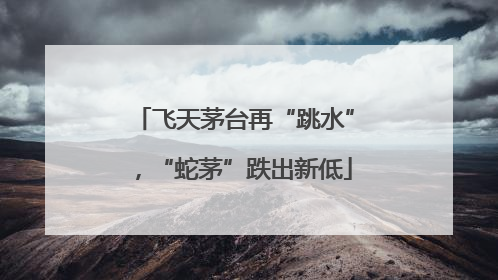 飞天茅台再“跳水”，“蛇茅”跌出新低