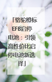 骆驼橙标EFB启停电池：引领高性价比启停电池新选择